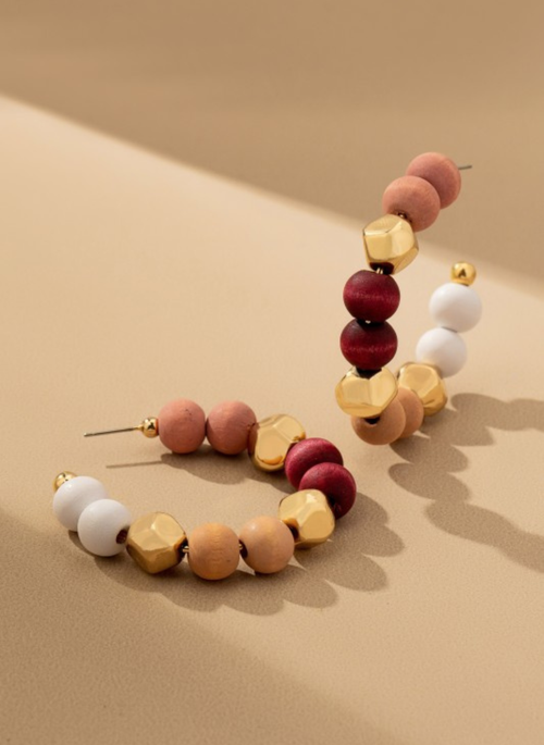 Multicolor Beaded Hoop Earrings