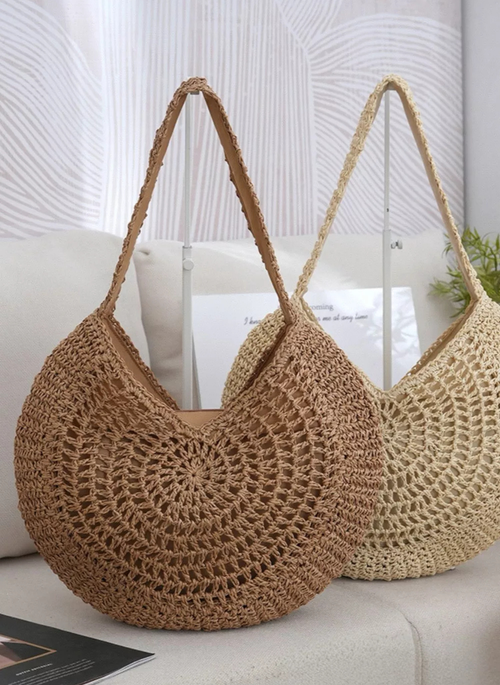 Round Woven Shoulder Bag