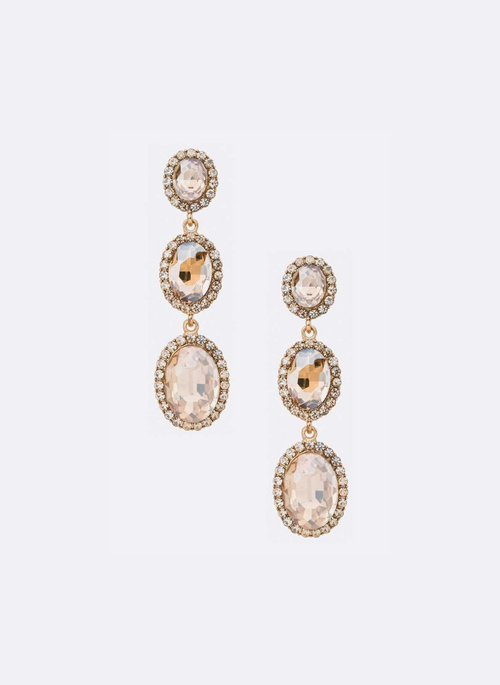 Crystal Oval Drop Statement Earrings