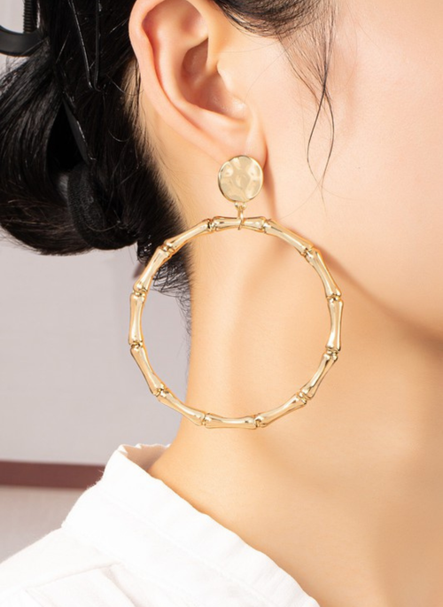 Large statement bamboo hoop earrings