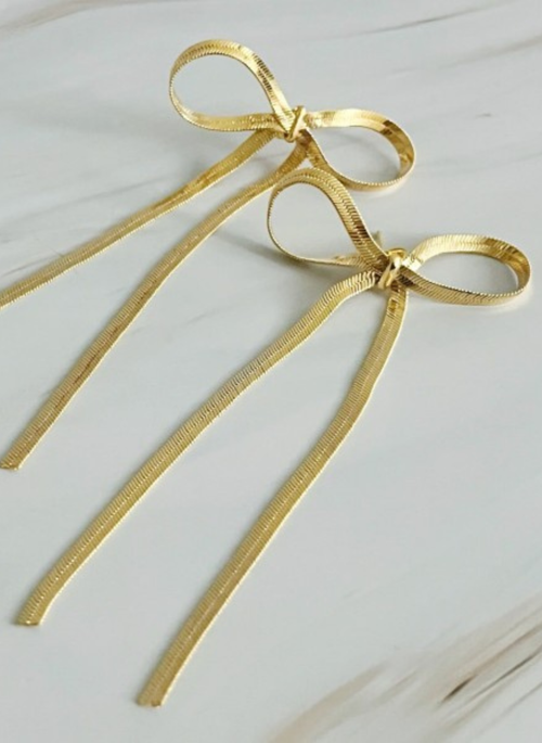 Long Drop Bow Earrings