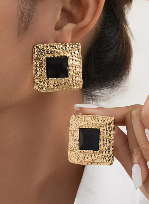 18K Gold-Plated Square Earrings