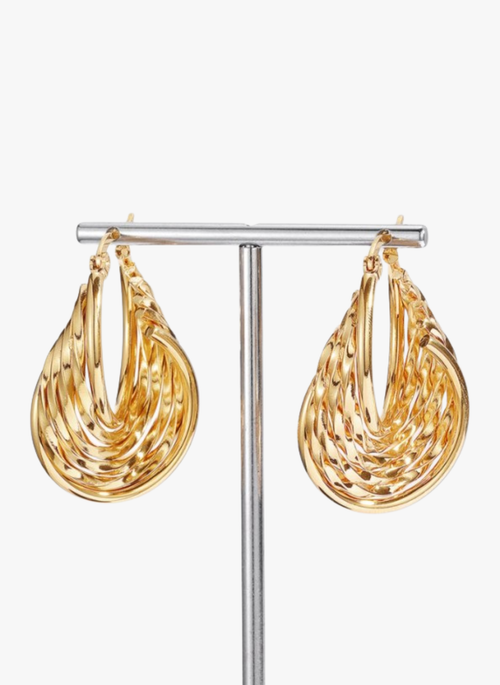 18K Gold Plated Twisted Hoop Earrings