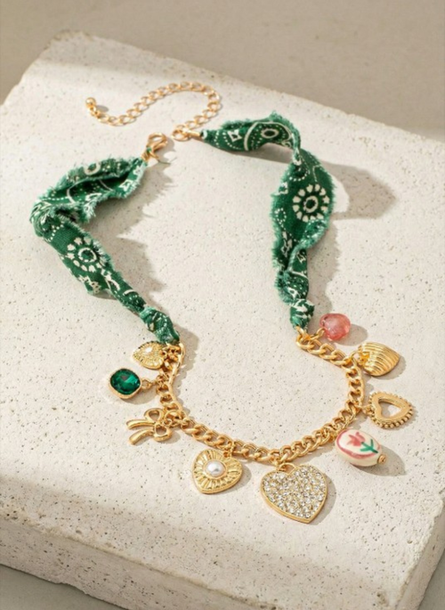 Emerald Bandana Charm Necklace