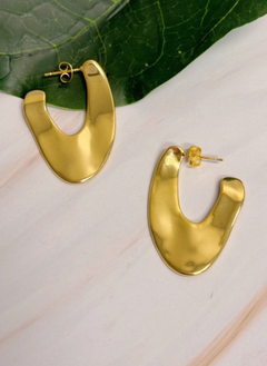 Polished Golden Art Hoop Earrings