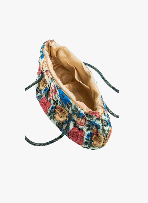 Flower Seed Beads Embellished Soft Shoulder Bag