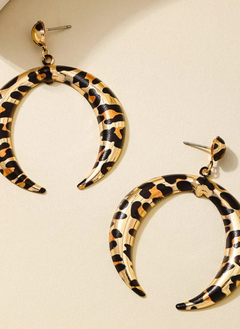 Leopard Crescent Dangle Earrings