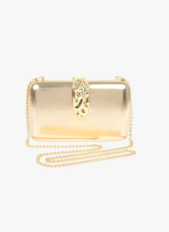 Gold Clasp Metallic Box Clutch