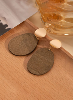 18K Gold-Plated Geometric Wood Drop Earrings