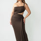 Kris Asymmetrical Ruched Maxi Dress