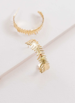 14K Plated Gold Leaf Wreath Hoop Earrings