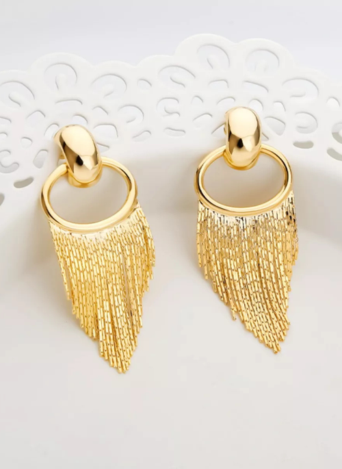 18K Gold-Plated Fringe Chain Earrings