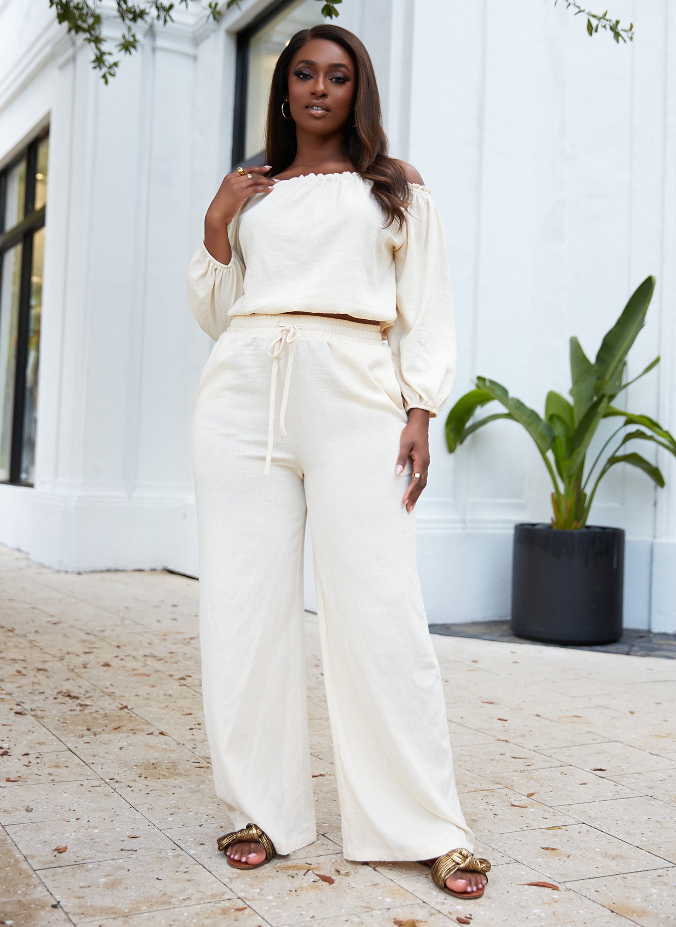 Dulce Off Shoulder Puff Sleeve Crop Top