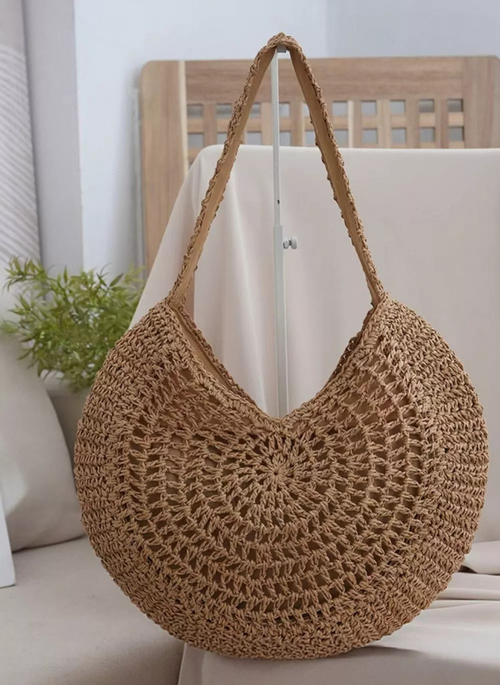 Round Woven Shoulder Bag