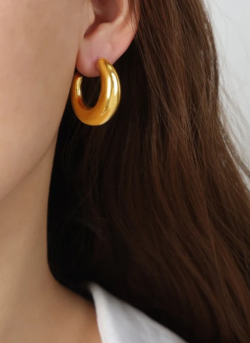 18K Gold Plated Chunky Hoop Earrings