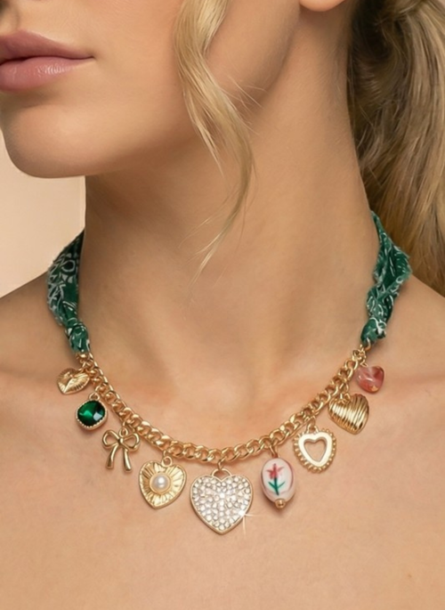 Emerald Bandana Charm Necklace