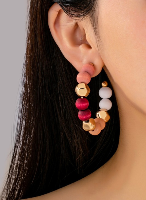 Multicolor Beaded Hoop Earrings