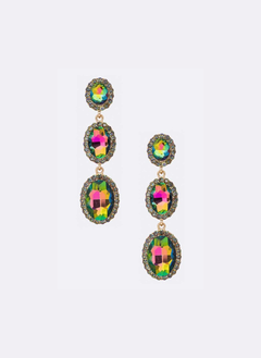 Crystal Oval Drop Statement Earrings