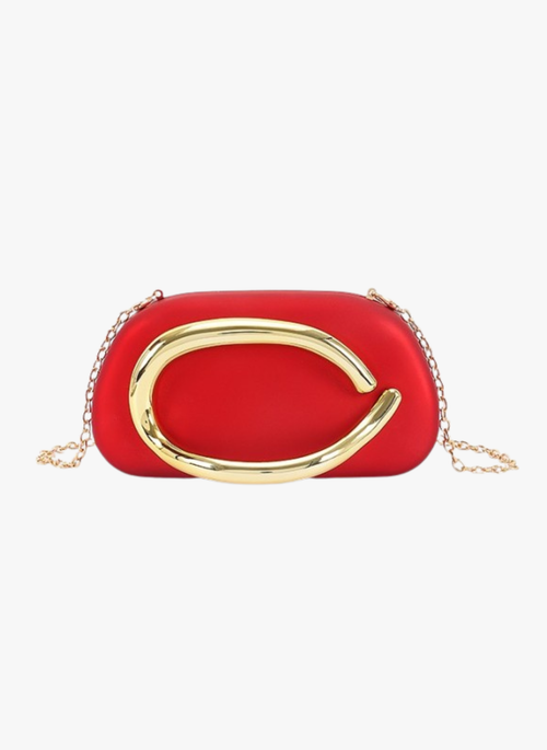 Metal Handle Matte Finish Box Clutch
