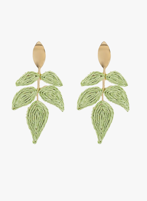 Rattan Woven Leaf Dangle Earrings