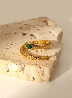 Snake Charmer Malachite Snake-Shaped Bypass Ring