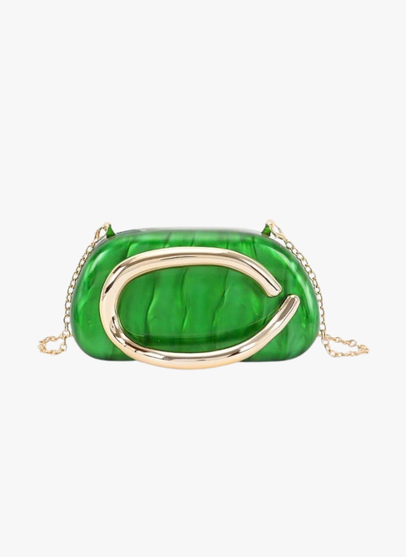 Gold Iconic Handle Marble Resin Box Clutch