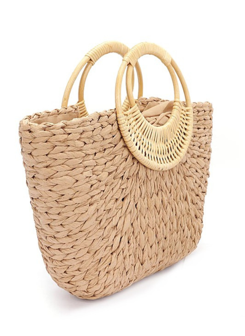 Bamboo Braided Straw Tote