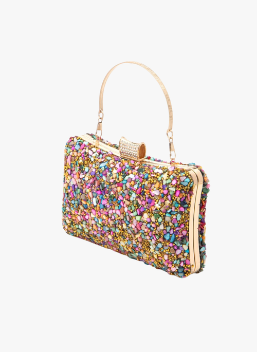 Druzy Stone Iconic Box Clutch Bag