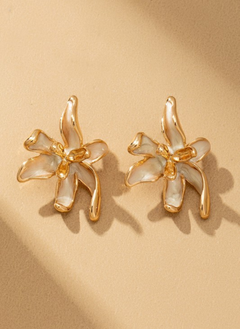 Floral Enamel Statement Stud Earrings