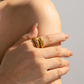 Titanium Steel Gold-Plated Bypass Ring