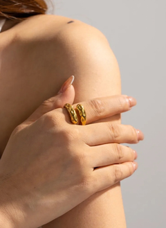 Titanium Steel Gold-Plated Bypass Ring