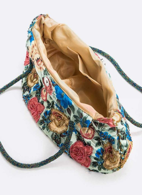 Flower Embellished Soft Shoulder Bag
