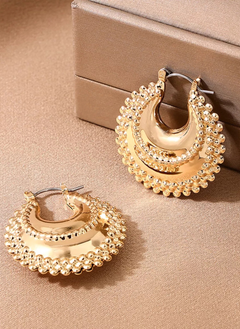 18K Gold-Plated Alloy Crescent Moon Hoop Earrings