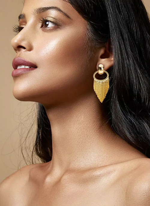 18K Gold-Plated Fringe Chain Earrings