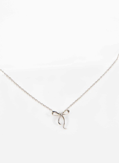 Curled Bow Charm Necklace | Silver