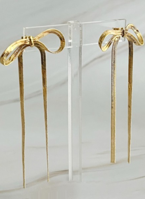 Long Drop Bow Earrings