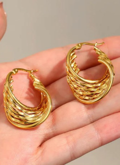 18K Gold Plated Twisted Hoop Earrings