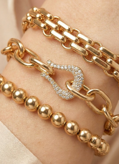 Gold Layered Chain & Bead Bracelet Set