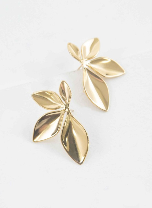 14k Gold Plating Cascading Petal Post Earrings
