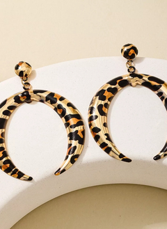 Leopard Crescent Dangle Earrings
