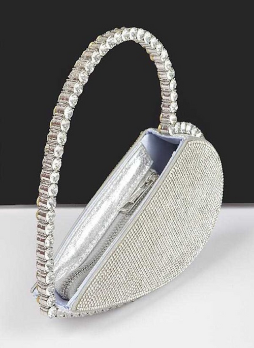 Heart Shape Rhinestone Handle Clutch