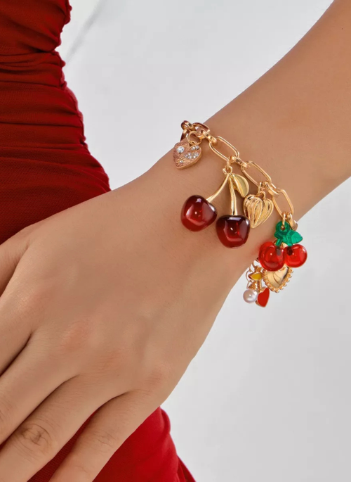 18K Gold-Plated Cherry Charm Bracelet