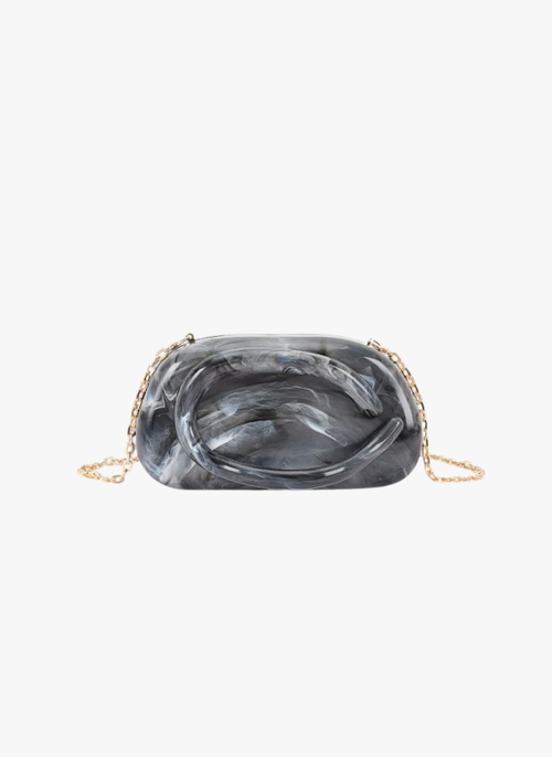 Marble Tonal Handle Box Clutch