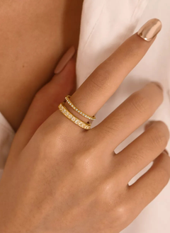 18K Gold-Plated Rhinestone Open Ring
