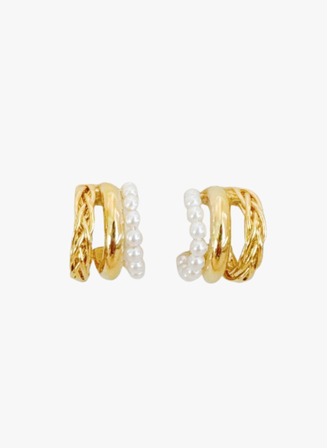 Triple Lovely Pearl Hoop Earrings