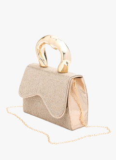 Rhinestone Iconic Top Handle Swing Clutch Bag