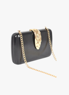Gold Clasp Metallic Box Clutch