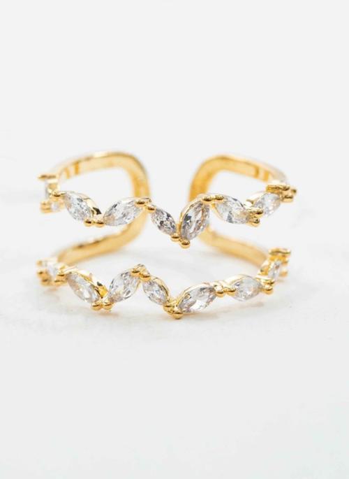 18K Gold Plated Stone Adjustable Ring