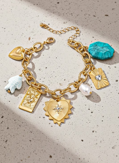 Charm Bracelet with Ceramic Fish & heart