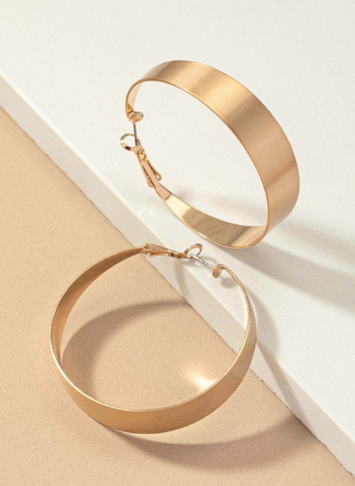 Satin Surface Wide Hoop Earrings